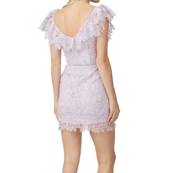 Saylor Adwoa Lavender Romantic Lace Mini Cocktail Homecoming Dress - Picture 3 of 12